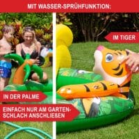 Kinder-Planschbecken mit Rutsche im Dschungel-Design, Größe 182x62x165 cm.